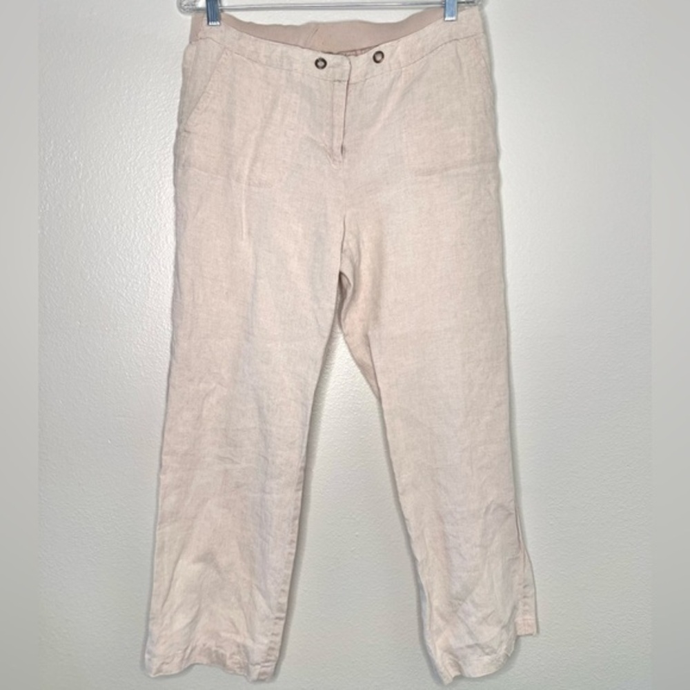 Charter club petite classic fit wide leg linen pants,‎ elasticated 10P #16